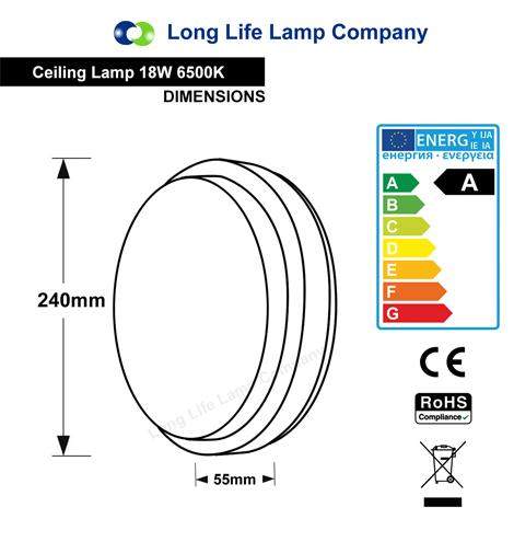18w LED Bulkhead Ceiling Light Mounted Round Dome 6500k Cool White - PanelHut Free Delivery on all orders