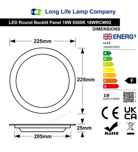 18w LED Panel Light Round Recessed Back Lit 6500k 18WSCW02 - PanelHut Free Delivery on all orders