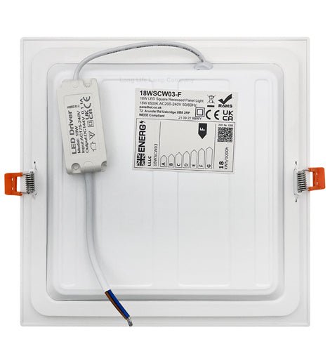 18w LED Panel Light Square Recessed Back Lit 6500k - PanelHut Free Delivery on all orders
