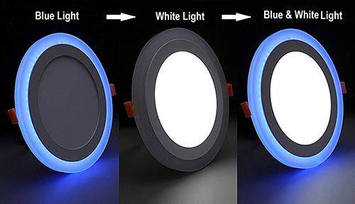 18w Recessed Ceiling LED Round Blue Ring Panel 242mm - PanelHut Free Delivery on all orders