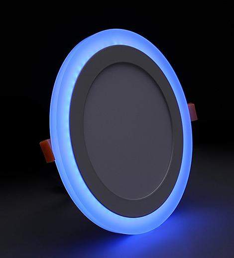 18w Recessed Ceiling LED Round Blue Ring Panel 242mm - PanelHut Free Delivery on all orders