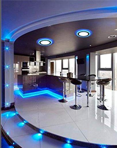 18w Recessed Ceiling LED Round Blue Ring Panel 242mm - PanelHut Free Delivery on all orders
