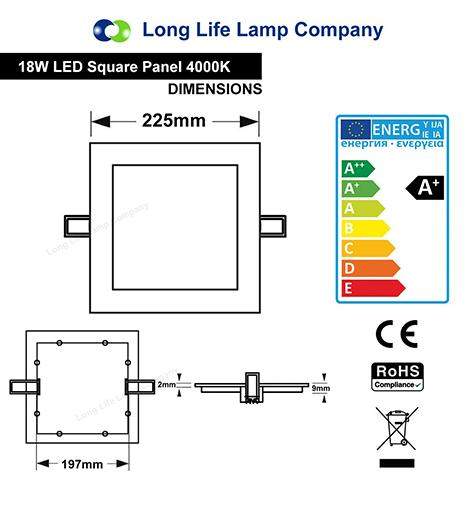 18w Recessed Ceiling LED Square Panel 4000K White 225 x 225 - PanelHut Free Delivery on all orders
