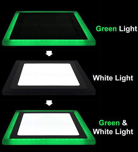 18w Recessed LED Square Panel Dual colour Green and White 242 x 242 - PanelHut Free Delivery on all orders