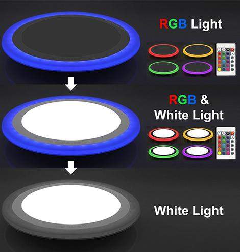 18w RGB Round LED Ceiling Panel with 6w Colour Changing Ring Remote Controlled - PanelHut Free Delivery on all orders