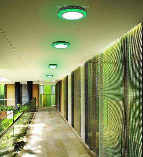 18w Surface Mount LED Round Green Ring Panel 247mm - PanelHut Free Delivery on all orders