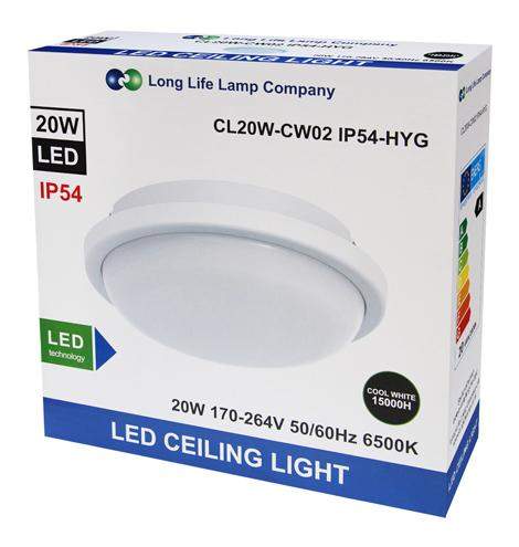 20w LED Bulkhead Round Ceiling Light Flush Mounted 6500k Cool White IP54 CW02 - PanelHut Free Delivery on all orders
