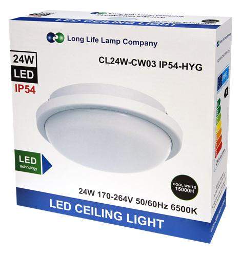 24w LED Bulkhead Round Ceiling Light Flush Mounted 6500k IP54 CW03 - PanelHut Free Delivery on all orders