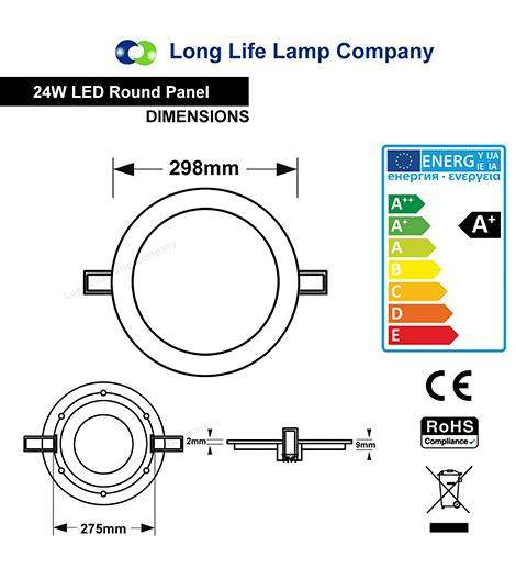 24w LED Round Recessed Ceiling Light Panel 6500K Cool White - PanelHut Free Delivery on all orders