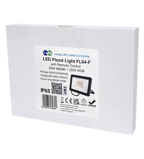 30w LED Colour Changing Floodlight IP65 RGBW - PanelHut Free Delivery on all orders