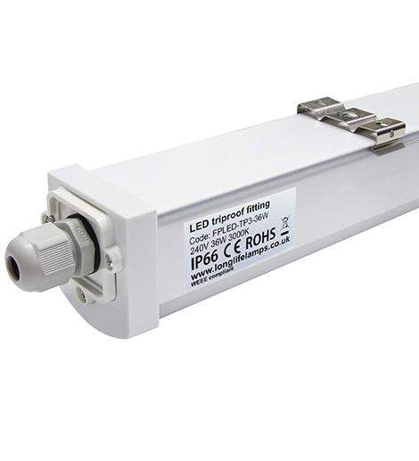 36w 4 feet LED Ceiling Batten Light Triproof Fitting IP66 Warm White 3000K - PanelHut Free Delivery on all orders