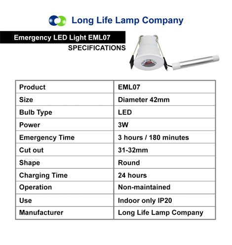 3w Emergency LED Downlight Recessed EML07 - PanelHut Free Delivery on all orders
