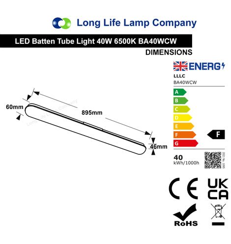 40w 3ft LED Ceiling Batten Light IP44 6500k BA40WCW - F - PanelHut Free Delivery on all orders