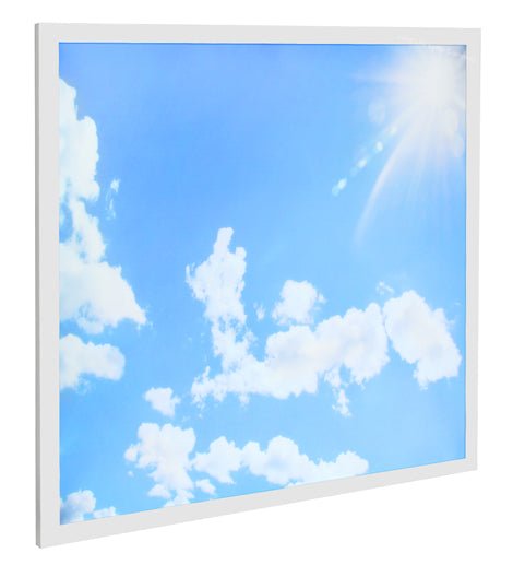 40w Blue Sky LED Ceiling Panel Light 600 x 600 Cloud Sun Scene - PanelHut Free Delivery on all orders