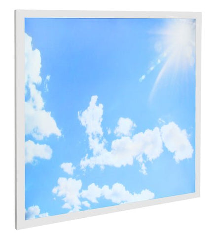 40w Blue Sky LED Ceiling Panel Light 600 x 600 Cloud Sun Scene - PanelHut Free Delivery on all orders