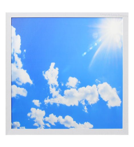 40w Blue Sky LED Ceiling Panel Light 600 x 600 Cloud Sun Scene - PanelHut Free Delivery on all orders