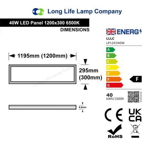 40w Dimmable Recessed LED Ceiling Panel Light 1200 x 300 6500K Cool White - PanelHut Free Delivery on all orders