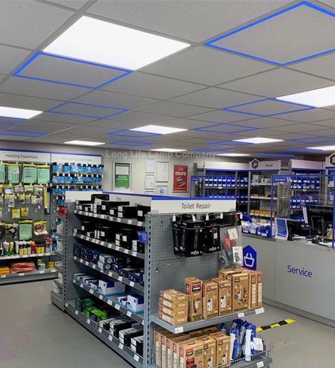 40w LED 600 x 600 Edge Lit Border Recessed Ceiling Light Blue - PanelHut Free Delivery on all orders