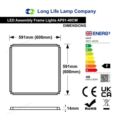 40w LED 600 x 600 Edge Lit Border Recessed Ceiling Light Cool White AP01 - PanelHut Free Delivery on all orders