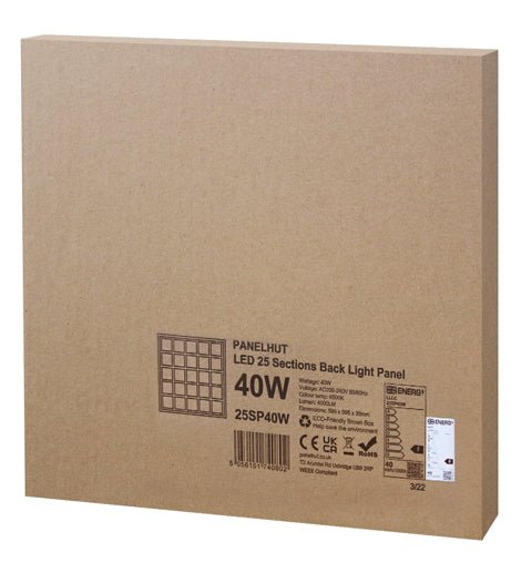40w LED Panel 600 x 600 Recessed Ceiling Light 6500K 25 Sections Back Lit - PanelHut Free Delivery on all orders