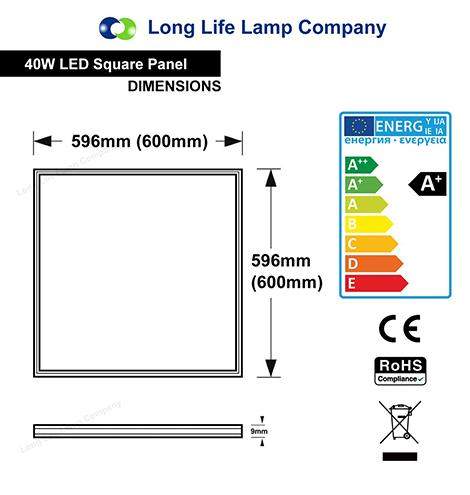 Slim commercial LED panel 40W 600x600 cool white ceiling light