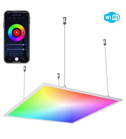 40w Smart RGB WiFi Hanging Suspended LED Ceiling Panel Light 600 x 600 Colour Changing + CW/WW - PanelHut Free Delivery on all orders
