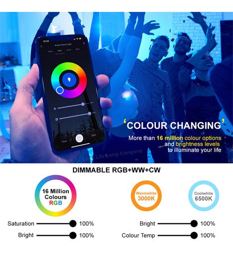 40w Smart RGB WiFi LED Ceiling Panel Light 600 x 600 Colour Changing + CW/WW - PanelHut Free Delivery on all orders
