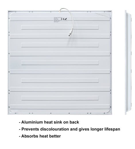 48W Dimmable Backlight Heat Sink Ceiling Panel Light 600 x 600 6500k Cool White Recessed - PanelHut Free Delivery on all orders