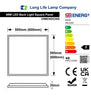 48W Dimmable Backlight Heat Sink Ceiling Panel Light 600 x 600 6500k Cool White Recessed - PanelHut Free Delivery on all orders