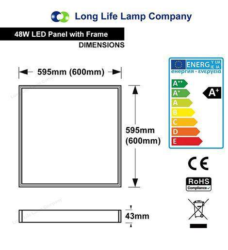 48w LED 600 x 600 Surface Mount Panel 6500K Cool White Energy - PanelHut Free Delivery on all orders