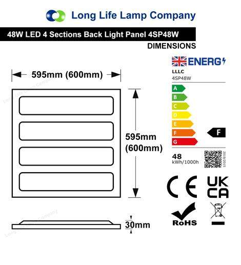 48w LED Panel 600 x 600 Ceiling Light 6500k Recessed 4 Sections Back Light - PanelHut Free Delivery on all orders