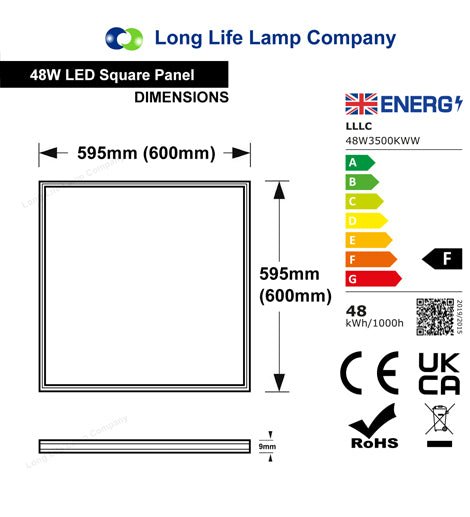 48w Recessed Ceiling LED Panel 3000K Warm White 600 x 600 - PanelHut Free Delivery on all orders