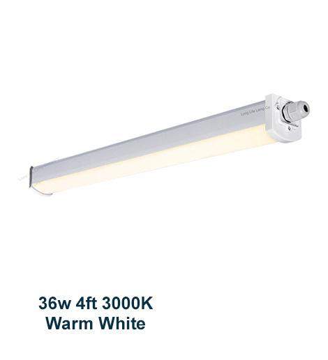 36w 4 feet LED Ceiling Batten Light Triproof Fitting IP66 Warm White 3000K