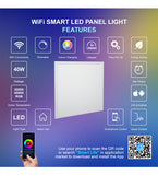40w Smart RGB WiFi Suspended LED Ceiling Panel Light 600 x 600 Colour Changing + CW/WW