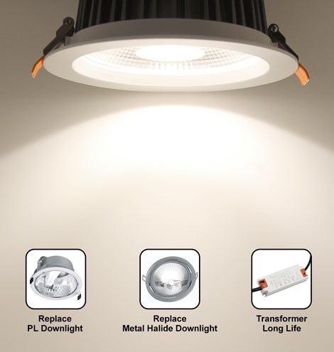 30w Round Recessed LED Down Light Cool White 4000k PL Metal Halide Replacement CDL30W4K