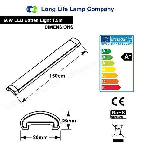 60w 5 feet LED Ceiling Batten Light Triproof Fitting 6500K Ultra Slim TP3 - 60W - PanelHut Free Delivery on all orders