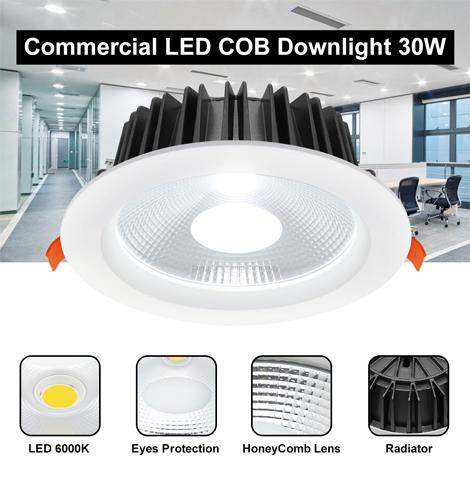 COB 30W Recessed Commercial LED Downlight 6000k PL Metal Halide Replacement CDL30