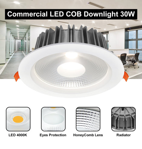 30w Round Recessed LED Down Light Cool White 4000k PL Metal Halide Replacement CDL30W4K