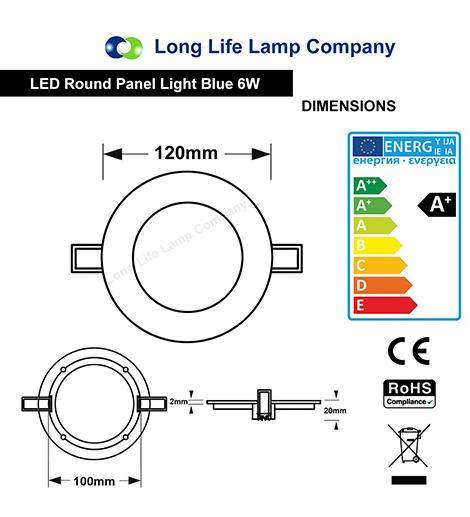6w Blue LED Recessed Ceiling Panel Round 120mm