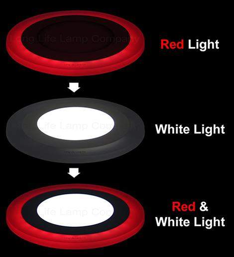 Compact red LED ceiling panel for feature lighting