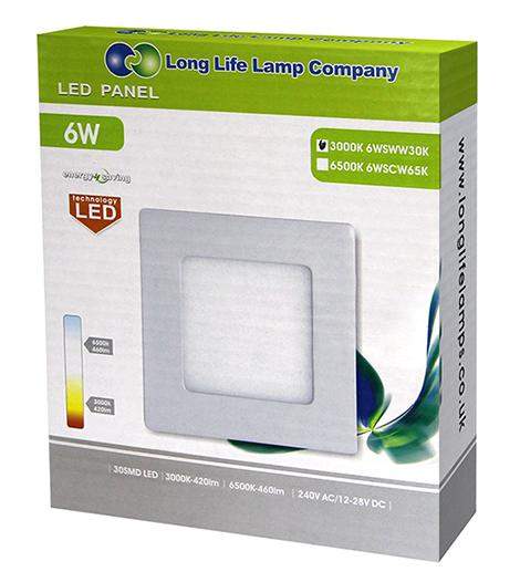 6w Recessed Ceiling LED Square Panel 3000K Warm White 120 x 120 - PanelHut Free Delivery on all orders