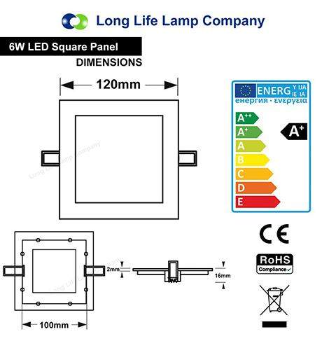 Recessed LED panel for kitchens and hallways
