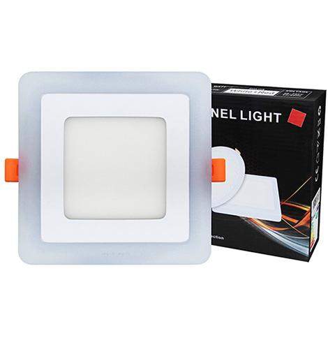 6w Recessed Ceiling LED Square Panel Dual Colour Red and White 142 x 142 - PanelHut Free Delivery on all orders