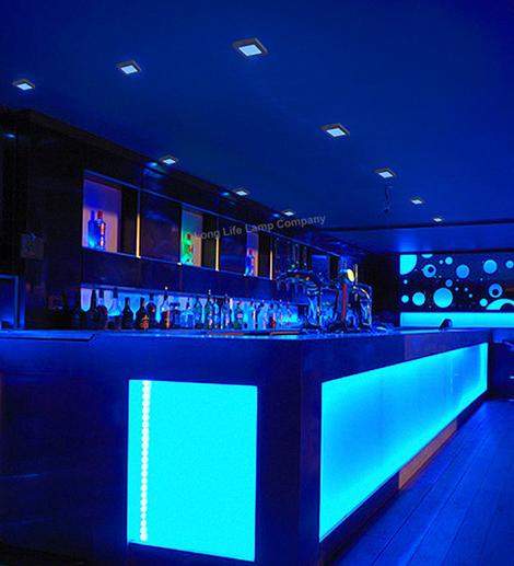 Compact blue LED square panel for ceiling installation