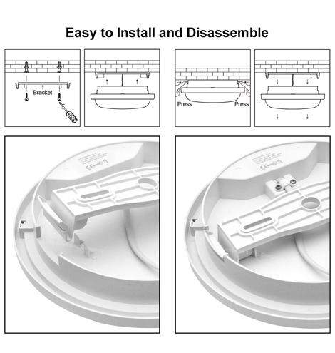 24w LED Bulkhead Round Ceiling Light Flush Mounted 6500k IP54 CW03