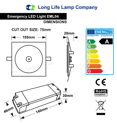 3w LED Emergency Down Light IP20 EML04-D