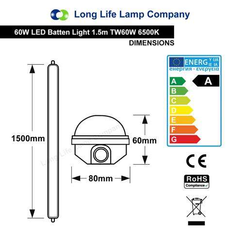 60w 5ft LED Batten Ceiling Tube Light IP65 Triproof 6500k TW60W