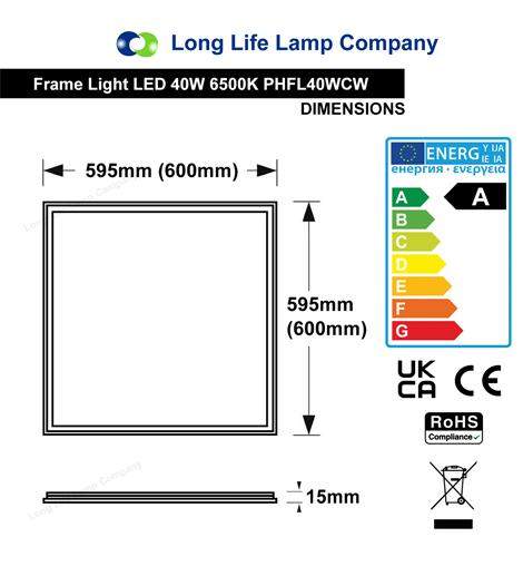 40w LED 600 x 600 Edge Lit Border Recessed Ceiling Light 6500k Cool White