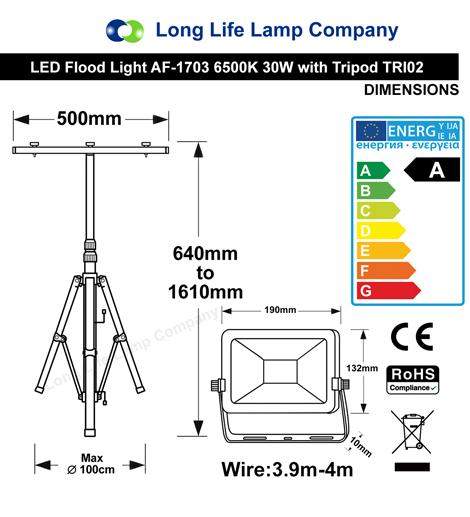 60w LED Twin Tripod Work Light IP65 6500k Energy Rating A