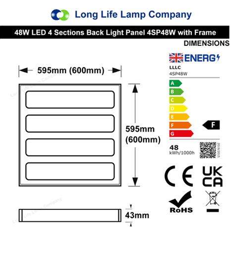 48w Surface Mount LED Panel 600 x 600 Ceiling Light 6500k 4 Sections Back Lit